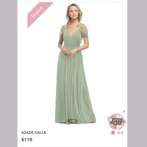 Azazie Calla Bridesmaid Dress, Dusty Sage, Size A8